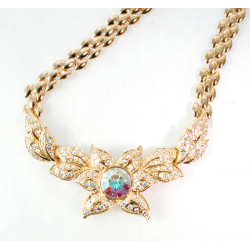 Butterfly Choker Necklace Rhodium Plated Metal Alloy Set With Sparkling Austrian Crystals on 16" Chain