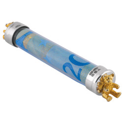 Glass Money Tube 925 Sterling Silver English Hallmarks With Gold Plated Sterling Silver Teddy Bear