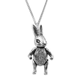 Moving Rabbit Pendant 925 Sterling Silver on 16" Sterling Silver Chain