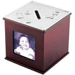 Toy Motif Money Box With Photo Frame Mahogany with 925 Sterling Silver English Hallmarks