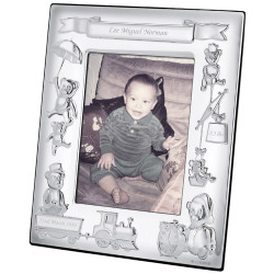 Baby Photo Frame 925 Sterling Silver English Hallmarks with Mahogany Back 10cm x 8cm