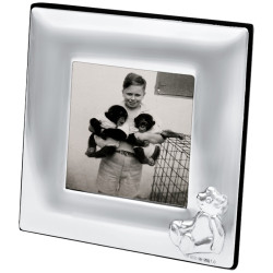 Baby Photo Frame 925 Sterling Silver English Hallmarks with Mahogany Back 5cm x 5cm