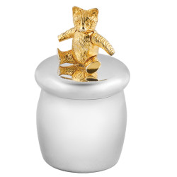 Teddy Tooth Fairy Box Victorian Style 925 Sterling Silver English Hallmarks With Moving Articulated Gold Plated Teddy