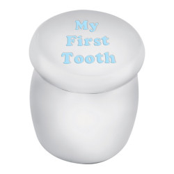 "My First Tooth" Tooth Fairy Box Victorian Style 925 Sterling Silver English Hallmarks with Blue Enamel