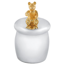 Honey Pot Teddy Bear Tooth Fairy Box Victorian Style 925 Sterling Silver English Hallmarks with Gold Plated Teddy Bear