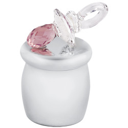 Pacifier Tooth Fairy Box 925 Sterling Silver English Hallmarks With Pink Austrian Crystal