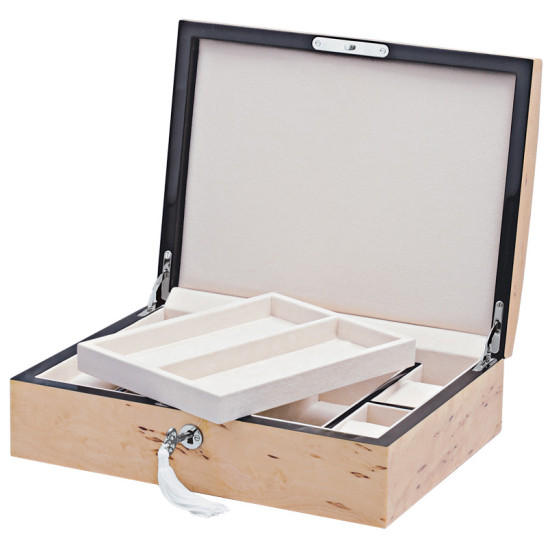 Karelian Wood Accessory Box with Lift out Trays