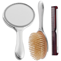 3 Pieces Vanity Set 925 Sterling Silver English Hallmarks in Wooden Presentation Case