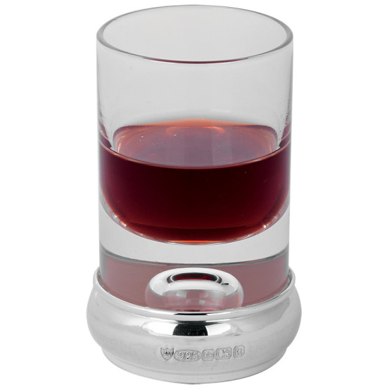 VIP Drinks Set 925 Sterling Silver English Hallmarks With Glass Crystal Housed in a Burr Wood Cabinet