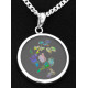 Pietra Dura Bird Mosaic Opal Inlay Pendant Vintage Style 925 Sterling Silver Set on Black Onyx on 18" Sterling Silver Chain