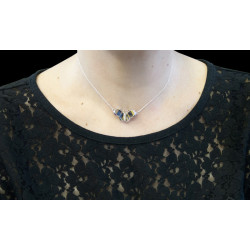 Vintage Butterfly Shaped Necklet 925 Sterling Silver Set with Tiger Eye on 15" Sterling Silver Chain