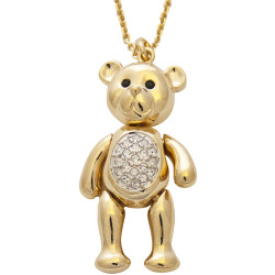 Teddy Bear Pendant Gold Plated Metal Alloy Set With Sparkling Austrian Crystals by JewelAriDesigns