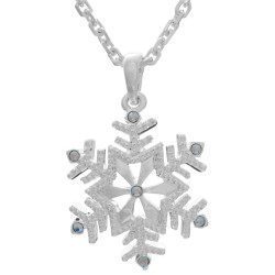 Snowflake Pendant Rhodium Plated Metal Alloy Set With Sparkling Austrian Crystals by JewelAriDesigns
