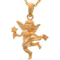 Cherub Pendant Gold Plated Metal Alloy Set With A Sparkling Austrian Crystal by JewelAriDesigns