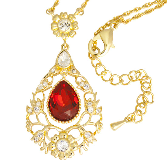 Elegant Necklace Victorian Style Gold Plated Metal Alloy Set With Sparkling Austrian Crystals