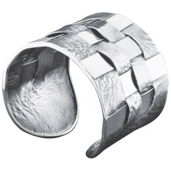 Woven Hatch Design Cuff Bangle 925 Sterling Silver English Hallmarks
