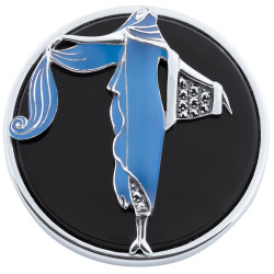 Elegant Lady Pin Brooch Art Deco Style 925 Sterling Silver English Hallmarks Set With Onyx Enamel and Marcasite