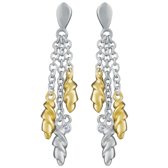 Elegant Drop Earrings 925 Sterling Silver English Hallmarks With Gold Plating and Cubic Zirconia