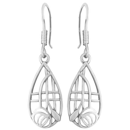 Drop Earrings Renee Mackintosh Style 925 Sterling Silver English Hallmarks