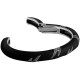 Cuff Bangle 925 Sterling Silver English Hallmarks Set with Black Enamel and Marcasite