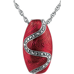 Elegant Necklace Elizabethan Style 925 Sterling Silver English Hallmarks Set With Red Enamel and Marcasite