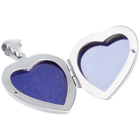 High Polished Heart Locket 925 Sterling Silver English Hallmarks on 20" Sterling Silver Curb Chain