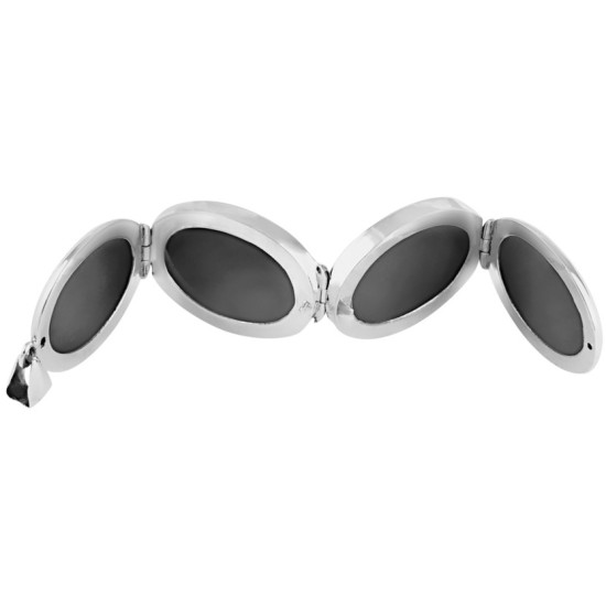 Four Part Oval Locket Victorian Style 925 Sterling Silver English Hallmarks on 22" Curb Chain