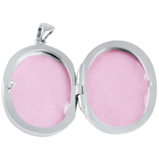 Small Oval Locket 925 Sterling Silver English Hallmarks on 20" Sterling Silver Curb Chain