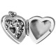 Heart Pendant Necklace Victorian Style 925 Sterling Silver English Hallmarks Set With Mother of Pearl on 20" Sterling Silver Curb Chain