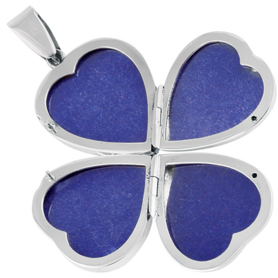 Four Part Heart Locket Victorian Style 925 Sterling Silver English Hallmarks on 22" Chain Set With Marcasite and Garnet