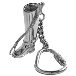 Riding Boot and Crop Keyring Victorian Style 925 Sterling Silver English Hallmarks