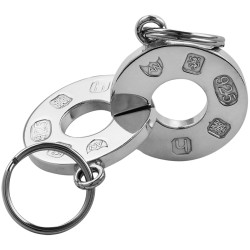 Feature Hallmark Double Keyring 925 Sterling Silver English Hallmarks