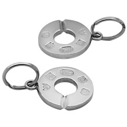 Feature Hallmark Double Keyring 925 Sterling Silver English Hallmarks