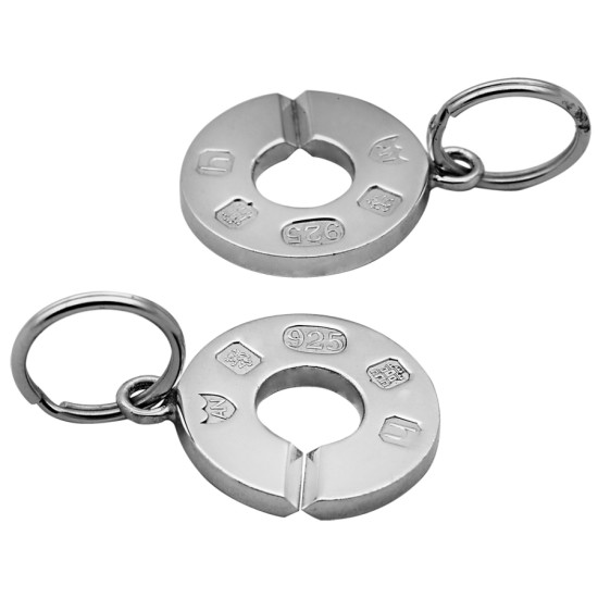 Feature Hallmark Double Keyring 925 Sterling Silver English Hallmarks