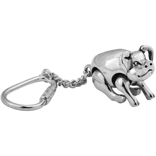 Moving Pig Keyring 925 Sterling Silver English Hallmarks