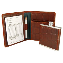 Croco Leather Golf Score Card and Flask Wallet