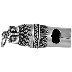 Owl Whistle Pendant Victorian Style 925 Sterling Silver English Hallmarks