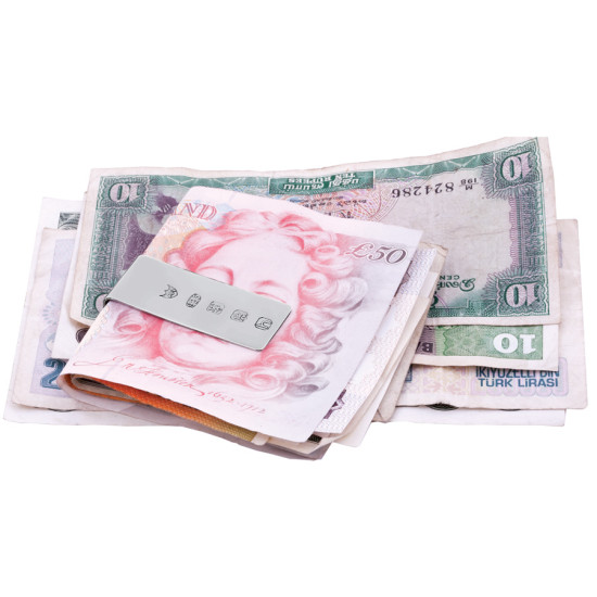 Feature Hallmark Money Clip 925 Sterling Silver English Hallmarks