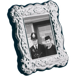 Miniature Photo Frame Victorian Style 925 Sterling Silver English Hallmarks with Velvet Back 5cm x 4cm