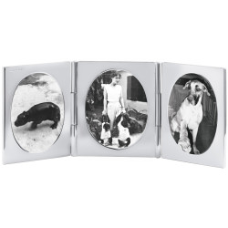 Triple Oval Miniature Folding Travel Photo Frame 925 Sterling Silver English Hallmarks 5cm x 4cm