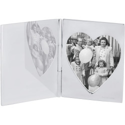 Single Heart Miniature Folding Travel Photo Frame 925 Sterling Silver English Hallmarks 3.5cm x 3.5cm