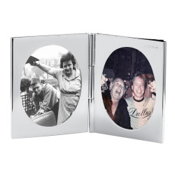 Double Oval Miniature Folding Travel Photo Frame 925 Sterling Silver English Hallmarks 5cm x 4cm