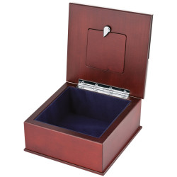 Keepsake Box with Photo Frame Lid 925 Sterling Silver English Hallmarks with Mahogany Finish 5cm x 5cm