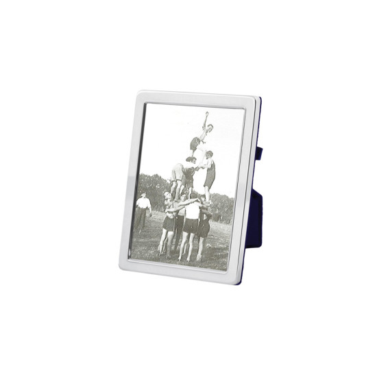 Plain Photo Frame 925 Sterling Silver English Hallmarks with Blue Velvet Back 9cm x 6cm