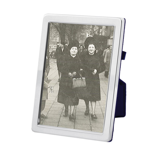 Plain Photo Frame 925 Sterling Silver English Hallmarks with Blue Velvet Back 18cm x 13cm