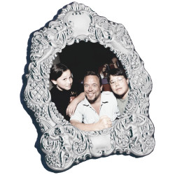 Classic Photo Frame Victorian Style 925 Sterling Silver English Hallmarks with Blue Velvet Back 10cm Diameter