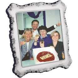 Classic Square Photo Frame Victorian Style 925 Sterling Silver English Hallmarks with Blue Velvet Back 13cm x 13cm