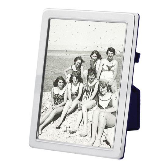Plain Photo Frame 925 Sterling Silver English Hallmarks with Blue Velvet Back 20cm x 15cm