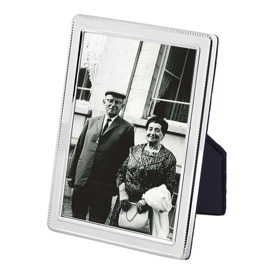 Beaded Photo Frame 925 Sterling Silver English Hallmarks with Blue Velvet Back 20cm x 15cm