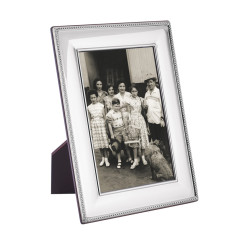 Beaded Photo Frame 925 Sterling Silver English Hallmarks with Mahogany Back 15cm x 10cm